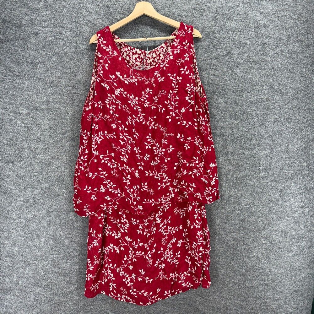 Unbranded Skirt Suit Women 2XL Red Floral Sleeveless A-Line Midi Casual